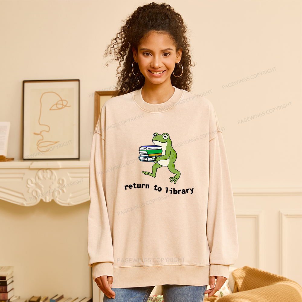 Pagewings Return to Library Unisex Washed Sweatshirt