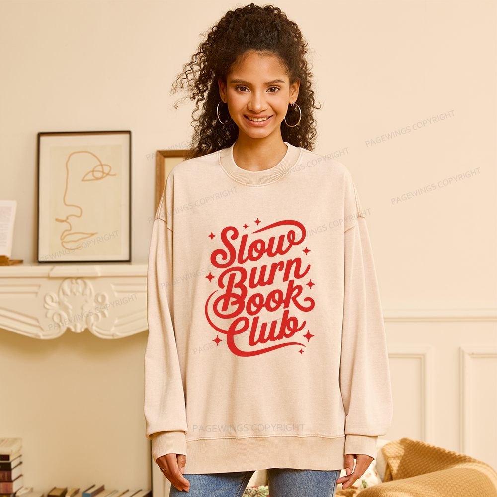 Pagewings Slow Burn Book Club Unisex Washed Sweatshirt