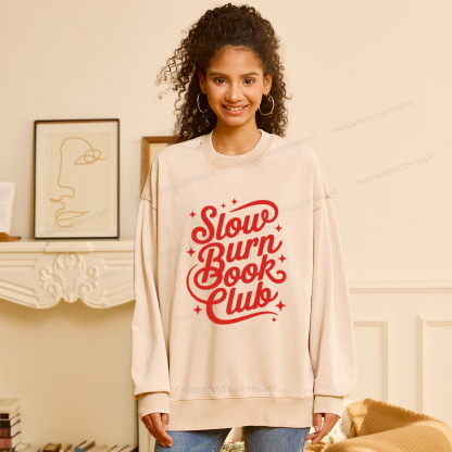 Pagewings Slow Burn Book Club Unisex Washed Sweatshirt