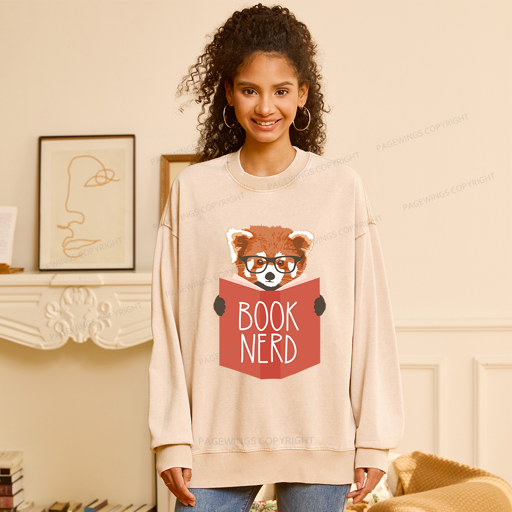 Pagewings Book Nerd Unisex Washed Sweatshirt