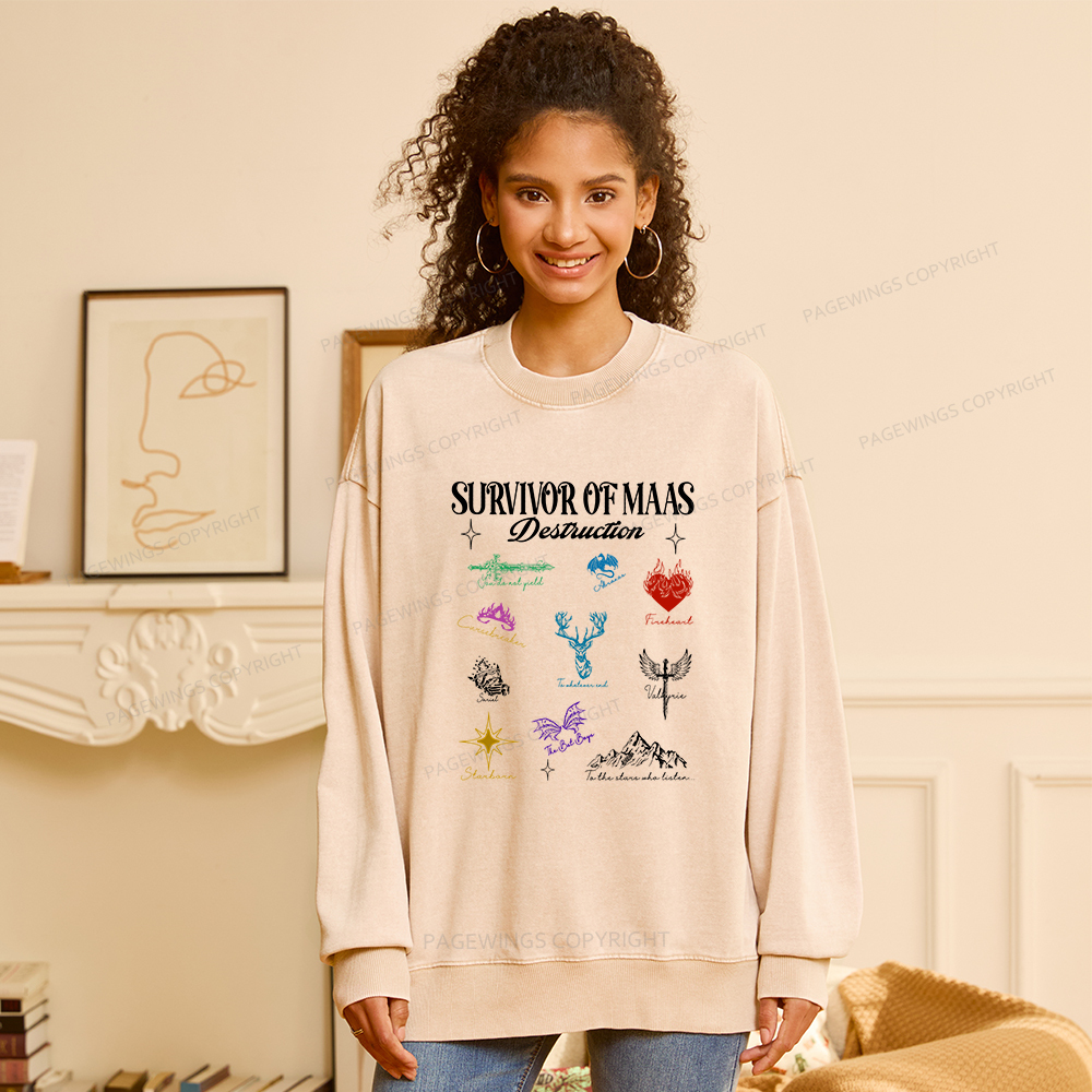 Pagewings Survivor of Maas Unisex Washed Sweatshirt