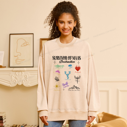 Pagewings Survivor of Maas Unisex Washed Sweatshirt