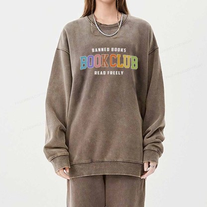 Pagewings Banned Book Book Club Unisex Washed Sweatshirt