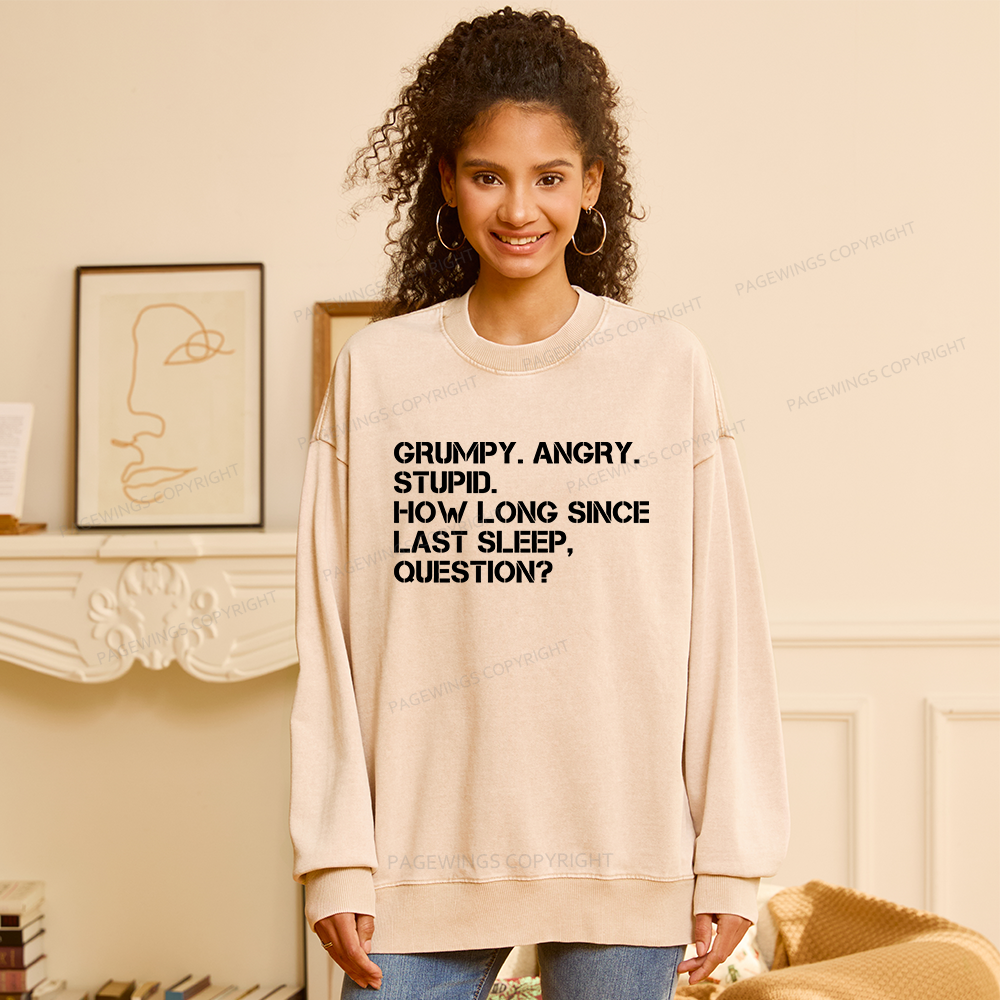 Pagewings Grumpy Rocky Quote Unisex Washed Sweatshirt