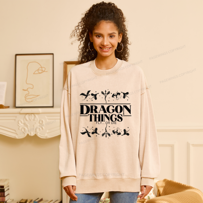 Pagewings Dragon Things Fly Unisex Washed Sweatshirt