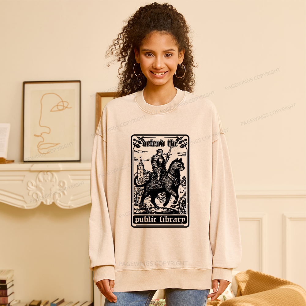 Pagewings Defend The Public Libraries Unisex Washed Sweatshirt