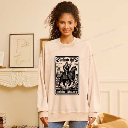 Pagewings Defend The Public Libraries Unisex Washed Sweatshirt