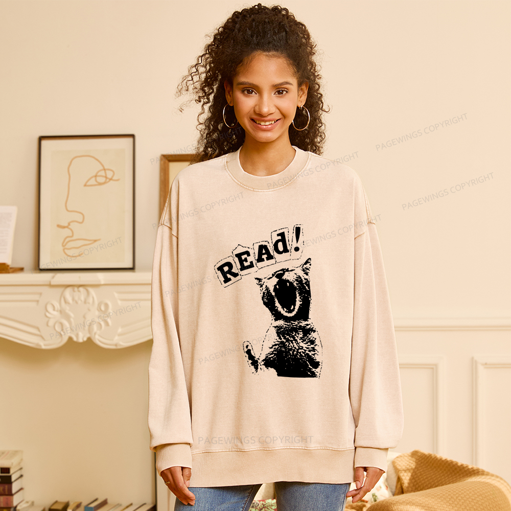 Pagewings Read Unisex Washed Sweatshirt