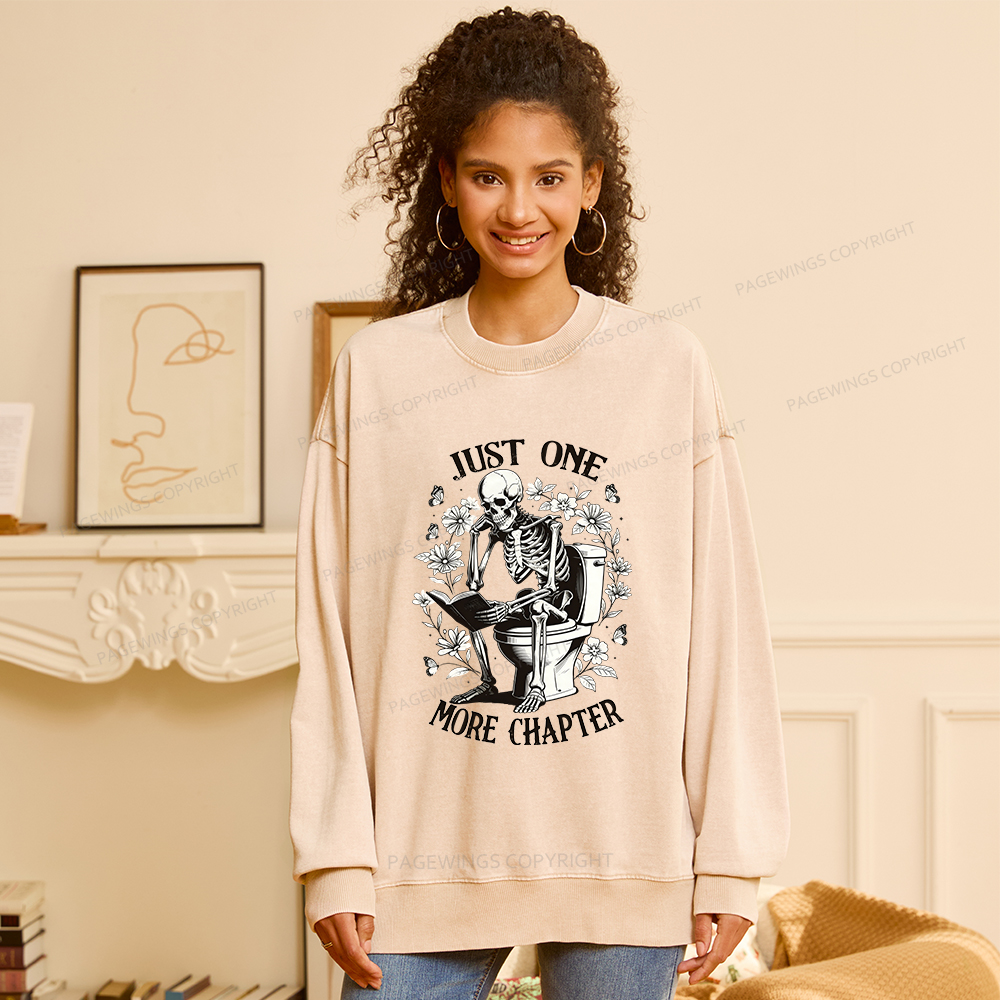 Pagewings Just One More Chapter Unisex Washed Sweatshirt