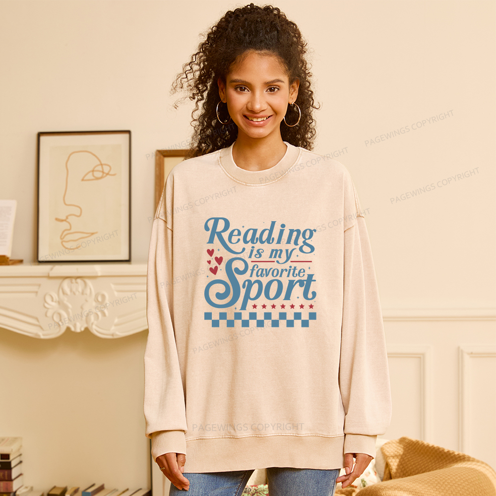 Pagewings Reading Is My Favorite Sport Unisex Washed Sweatshirt
