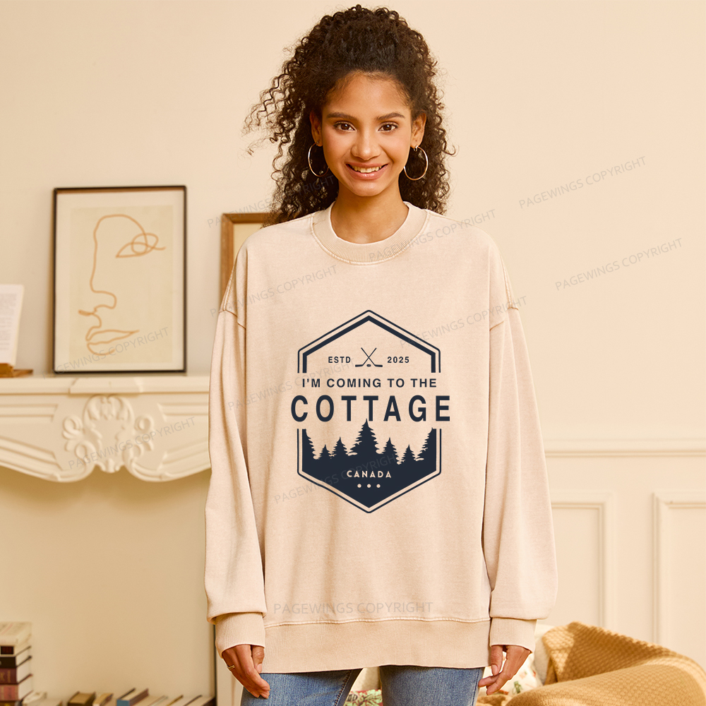 Pagewings Coming To The Cottage Unisex Washed Sweatshirt