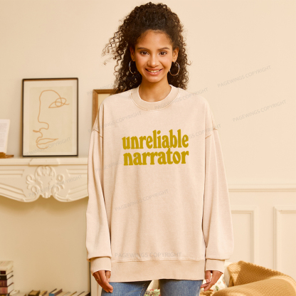 Pagewings Unreliable Narrator Unisex Washed Sweatshirt