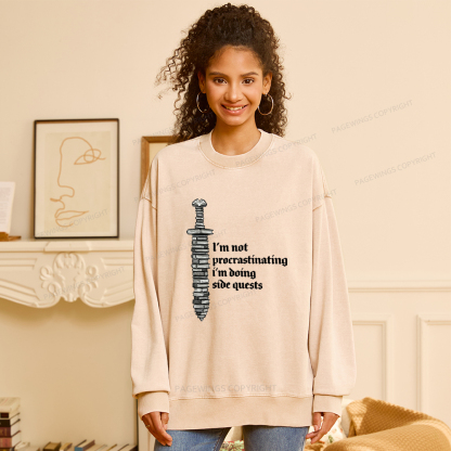 Pagewings I'm Doing Side Quests Unisex Washed Sweatshirt