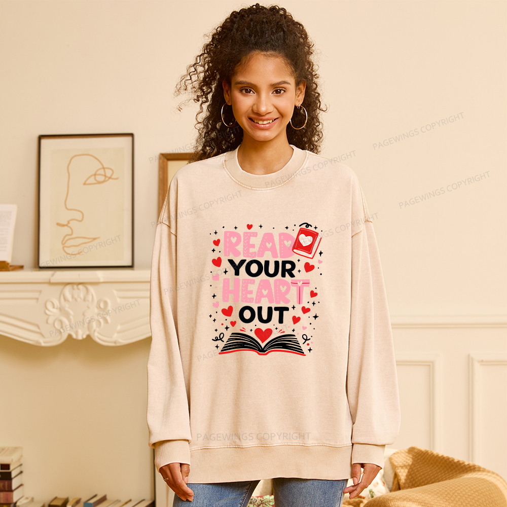 Pagewings Read Your Heart Out Valentine Washed Sweatshirt