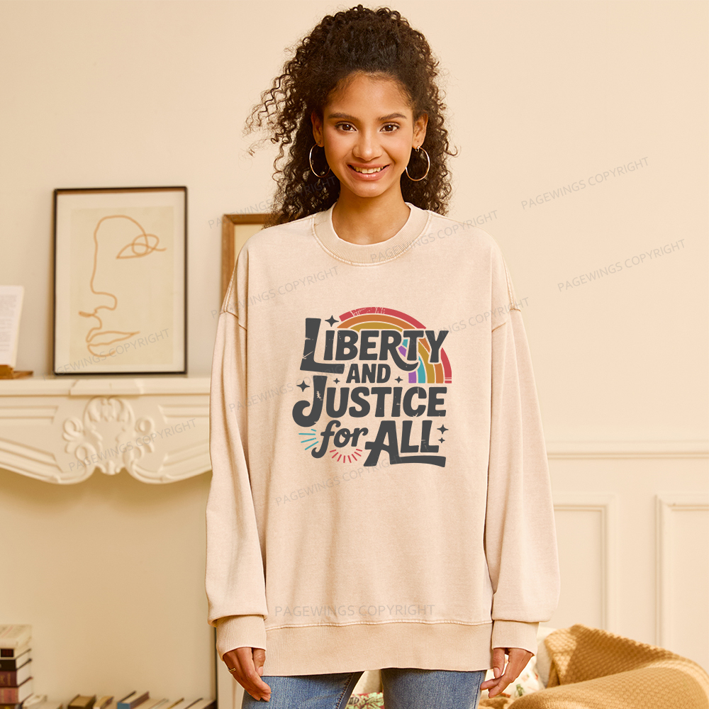 Pagewings Liberty And Justice For All Washed Sweatshirt