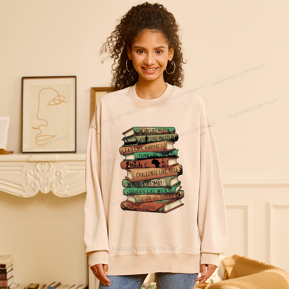 Pagewings Black History Month Books Washed Sweatshirt