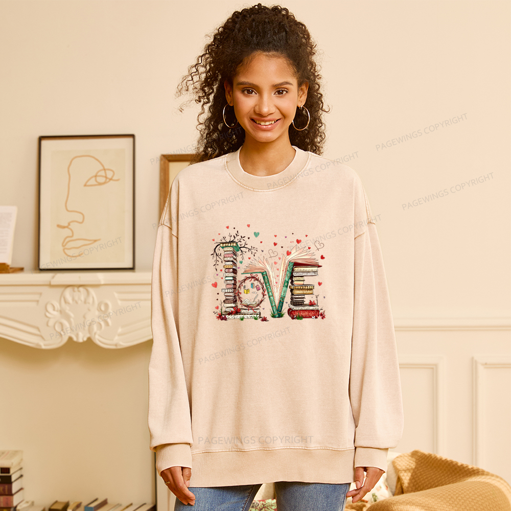 Pagewings Book Lover Washed Sweatshirt