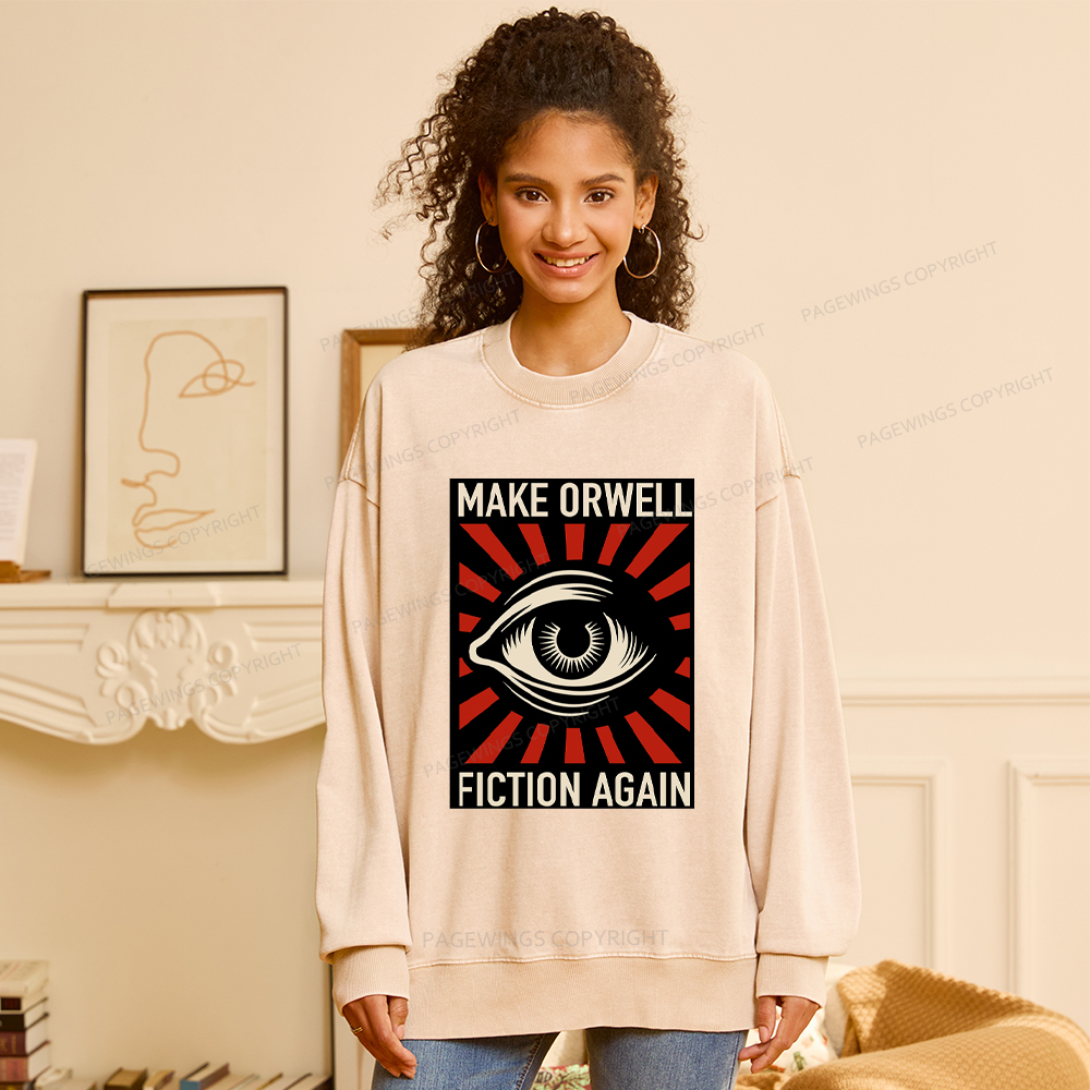Pagewings Make Orwell Fiction Again Washed Sweatshirt