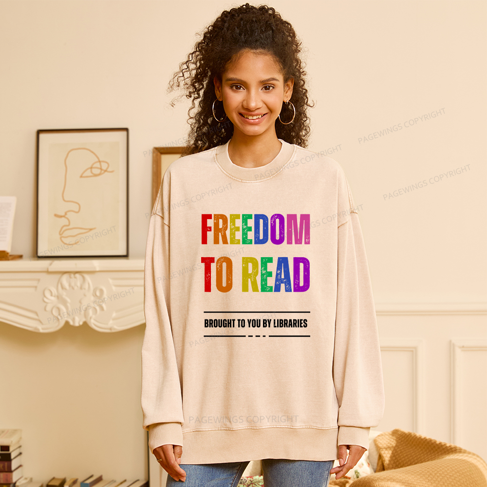 Pagewings Freedom to Read Washed Sweatshirt