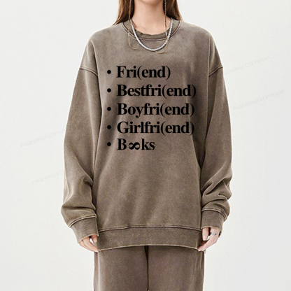 Pagewings Friends Love And Books Matter Unisex Washed Sweatshirt
