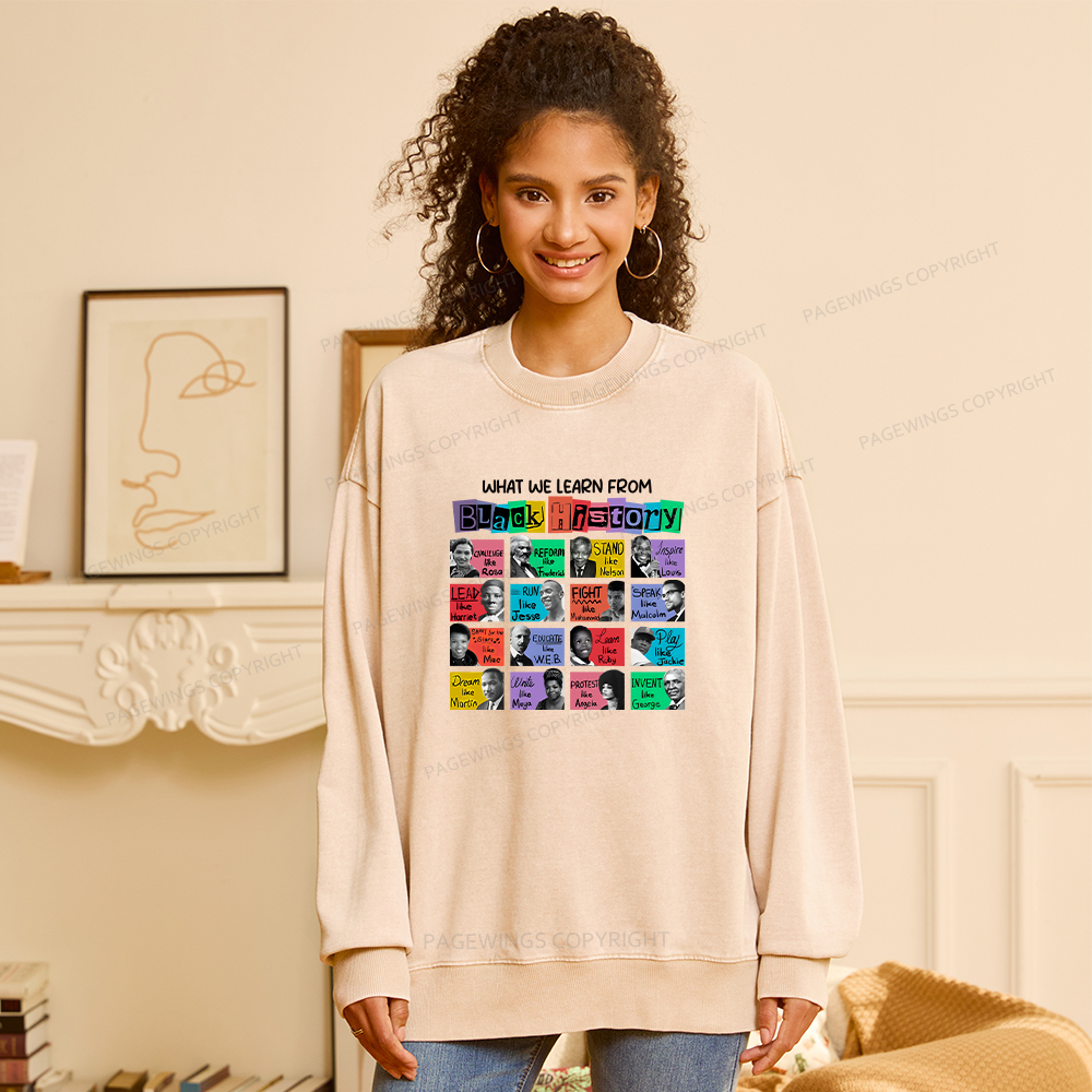 Pagewings What We Learn From Black History Washed Sweatshirt