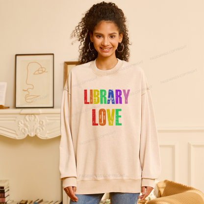 Pagewings Rainbow Library Love Washed Sweatshirt