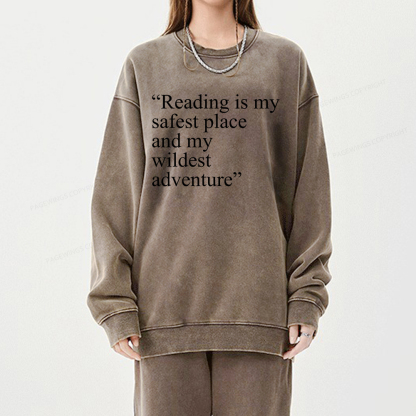  Pagewings Reading Is My Safest Place Unisex Washed Sweatshirt