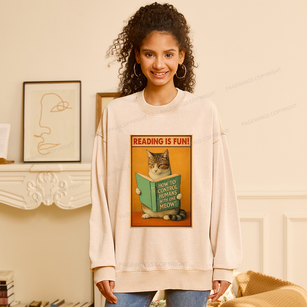 Pagewings Reading Is Fun Washed Sweatshirt