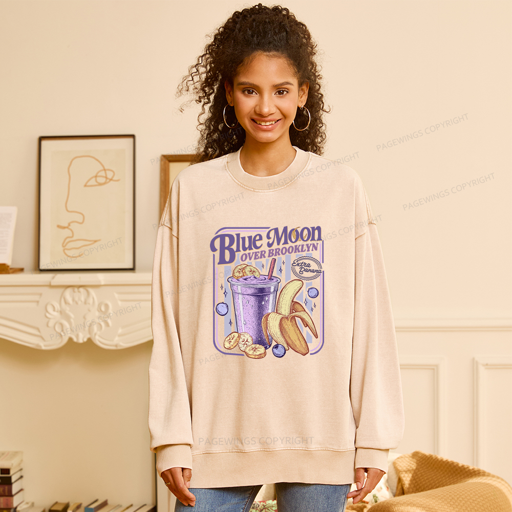 Pagewings Blue Moon Over Brooklyn Washed Sweatshirt