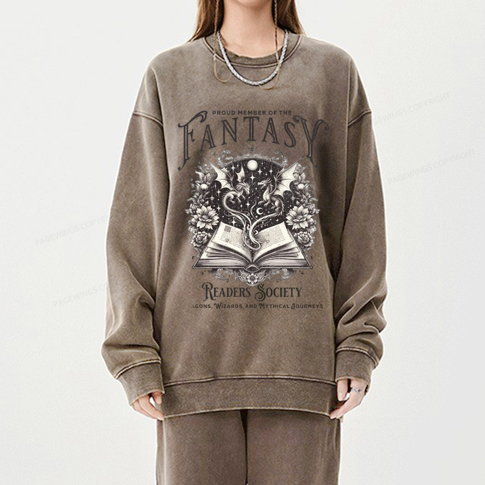 Pagewings Fantasy Readers Society Unisex Washed Sweatshirt