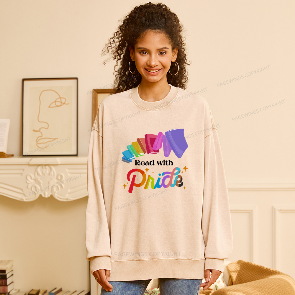 Pagewings Read with Pride Washed Sweatshirt