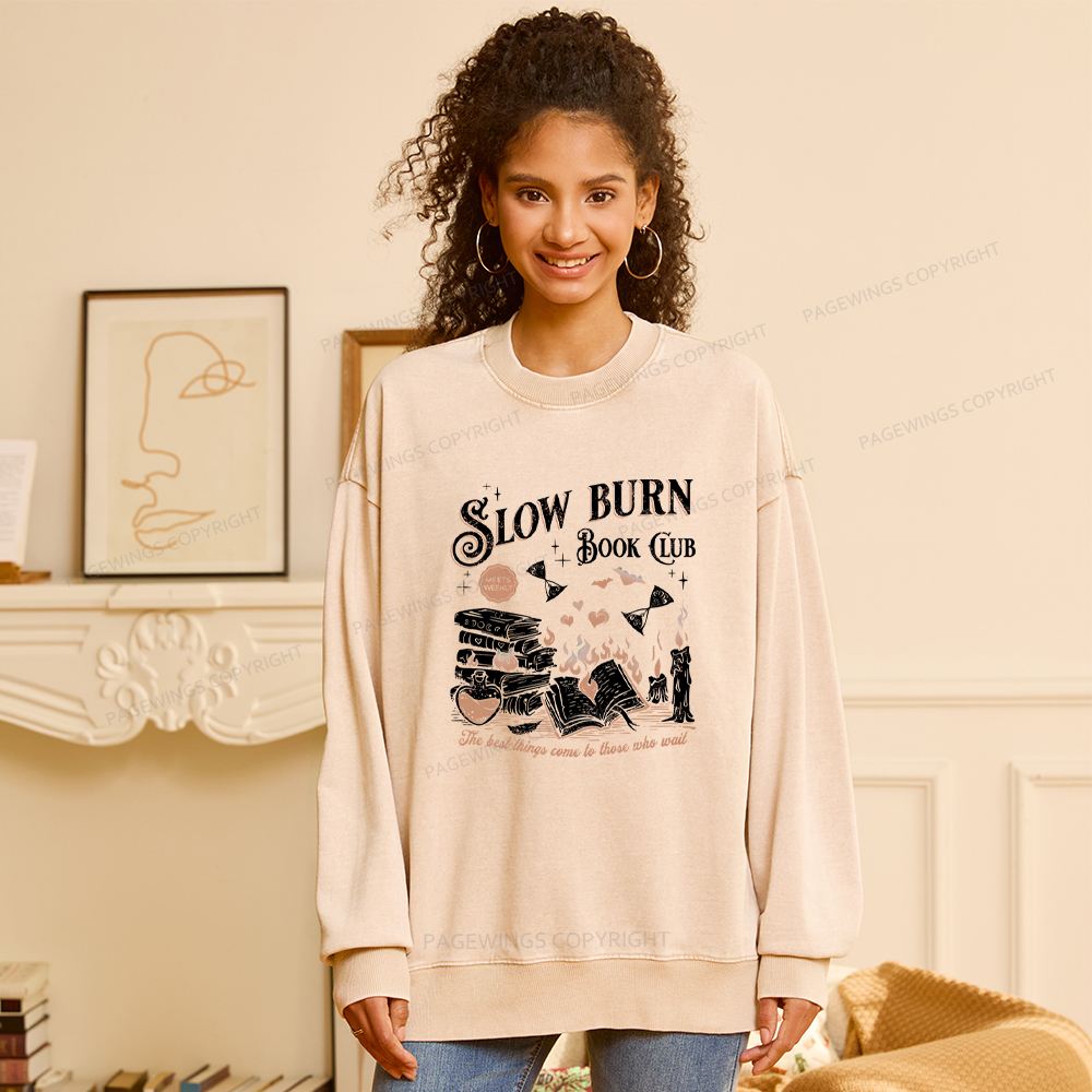 Pagewings Slow Burn Book Club Washed Sweatshirt