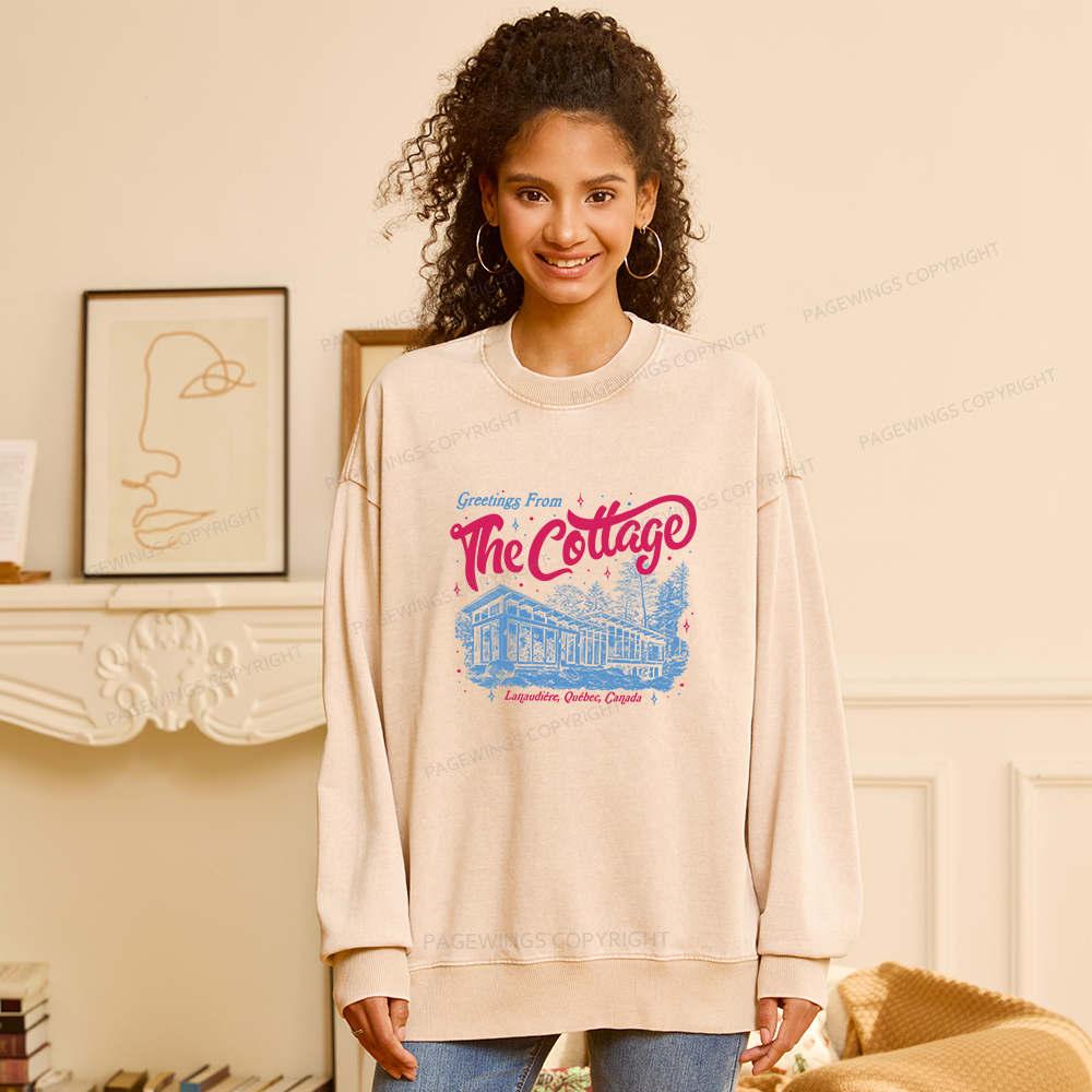 Pagewings Coming To The Cottage Unisex Washed Sweatshirt
