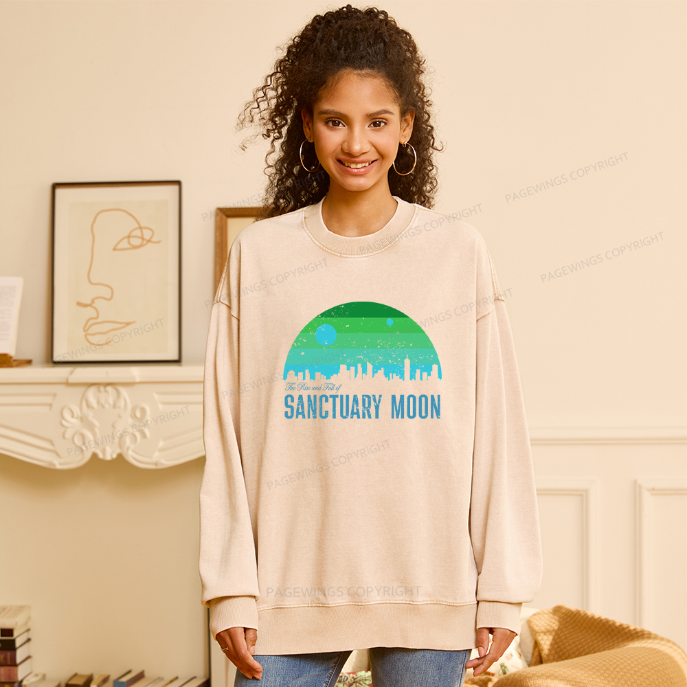 Pagewings The Rise and Fall of Sanctuary Moon Unisex Washed Sweatshirt