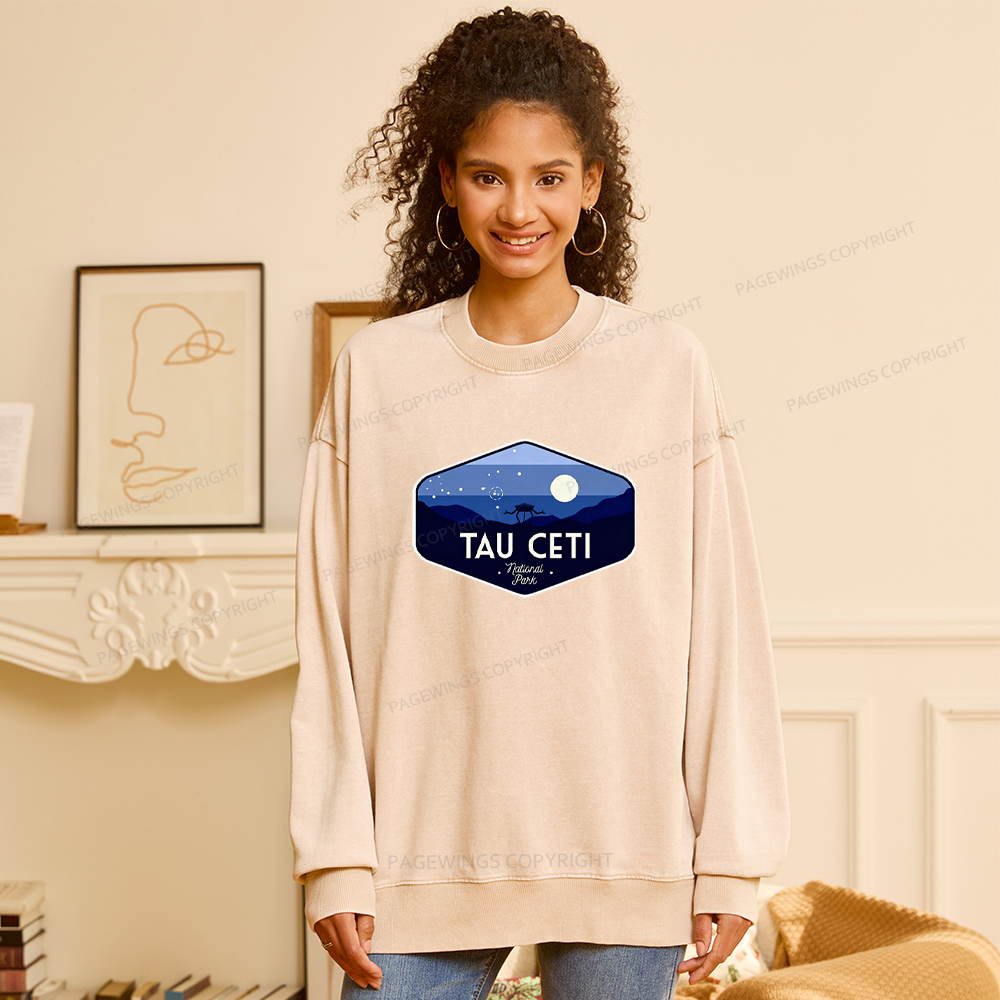 Pagewings Tau Ceti Unisex Washed Sweatshirt
