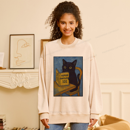 Pagewings Funny Cat Unisex Washed Sweatshirt