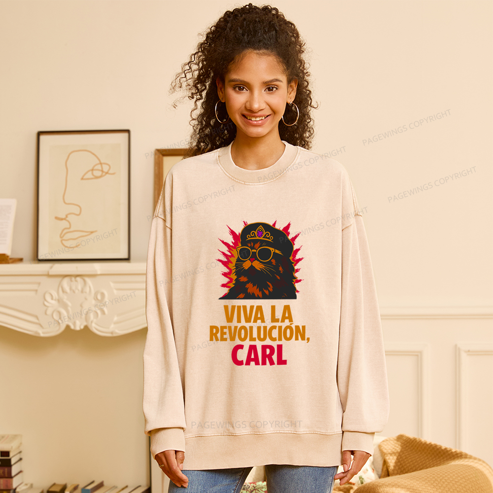 Pagewings Viva La Revolucion Unisex Washed Sweatshirt