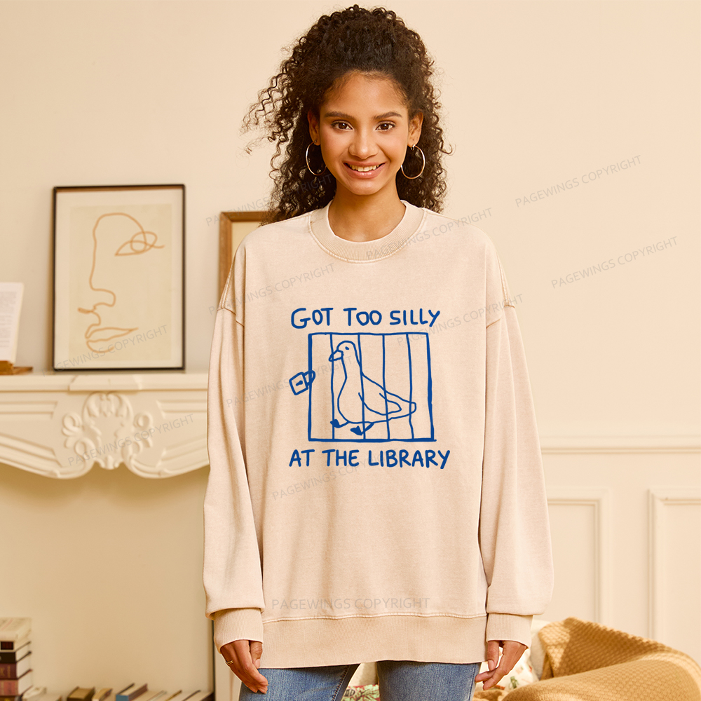 Pagewings Got Too Silly At The Library Unisex Washed Sweatshirt
