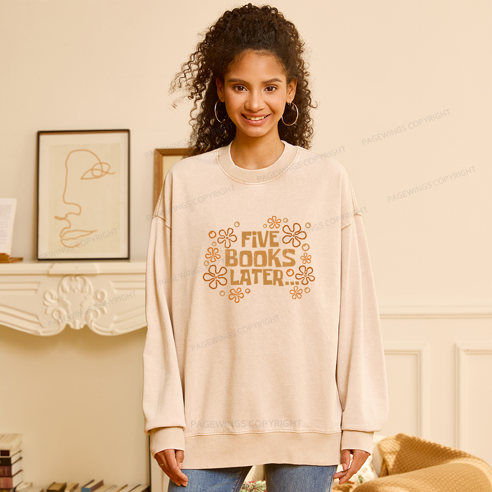 Pagewings Five Books Later Washed Sweatshirt