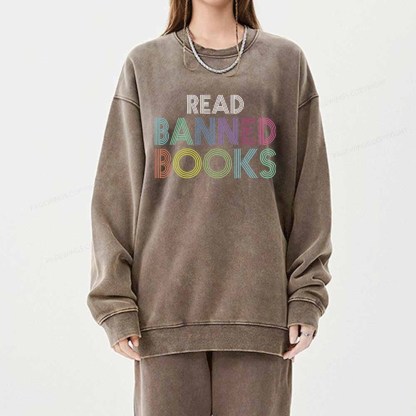 Pagewings Read Banned Books Shirt Unisex Washed Sweatshirt
