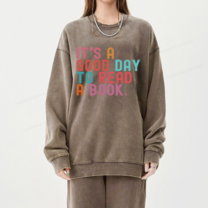 Pagewings It's Good Day to Read A Book Unisex Washed Sweatshirt