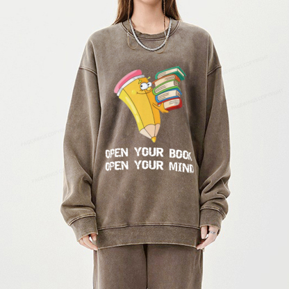 Pagewings Open Your Book Open Your Mind Unisex Washed Sweatshirt