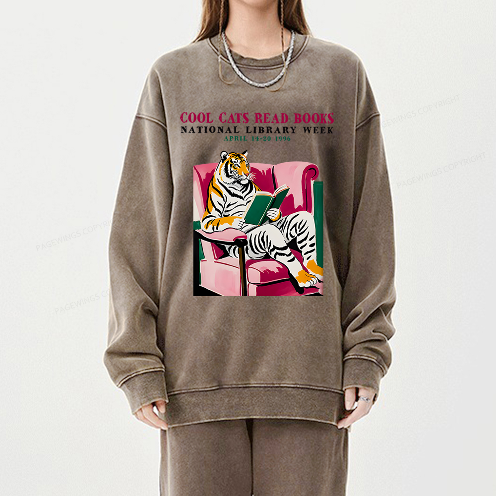 Pagewings Library Week Poster 1996 Unisex Washed Sweatshirt