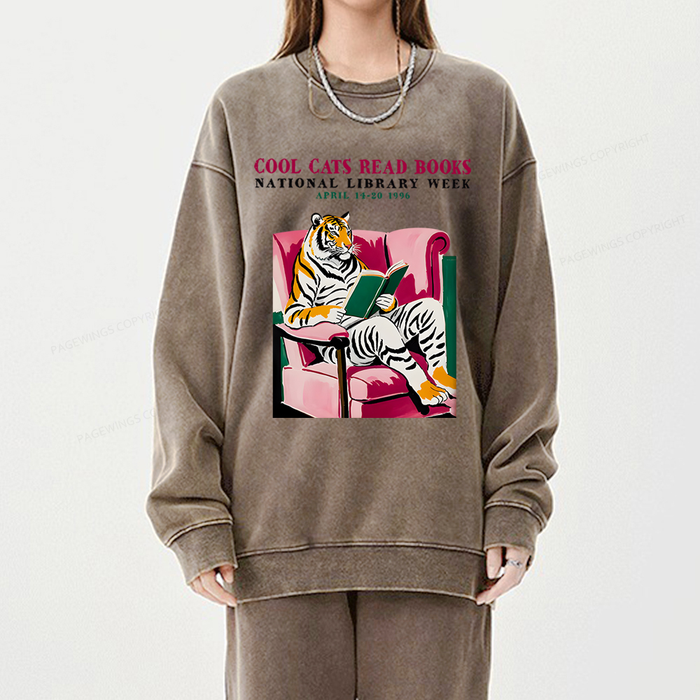 Pagewings Library Week Poster 1996 Unisex Washed Sweatshirt