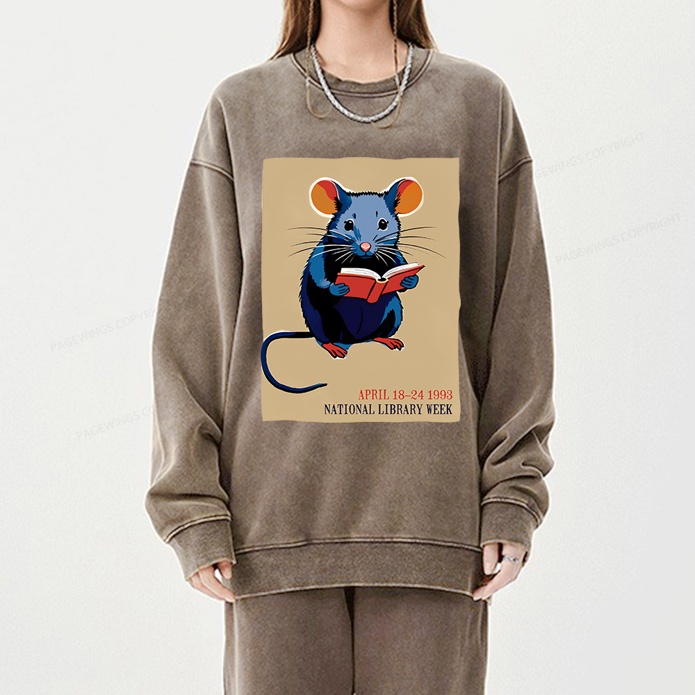 Pagewings National Library Week Unisex Washed Sweatshirt