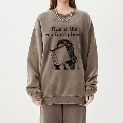 Pagewings This Is The Readers Phone Unisex Washed Sweatshirt