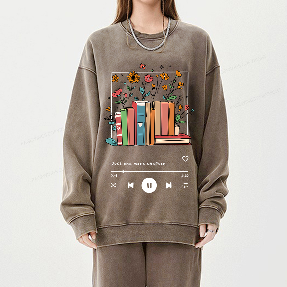 Pagewings Just One More Chapter Unisex Washed Sweatshirt