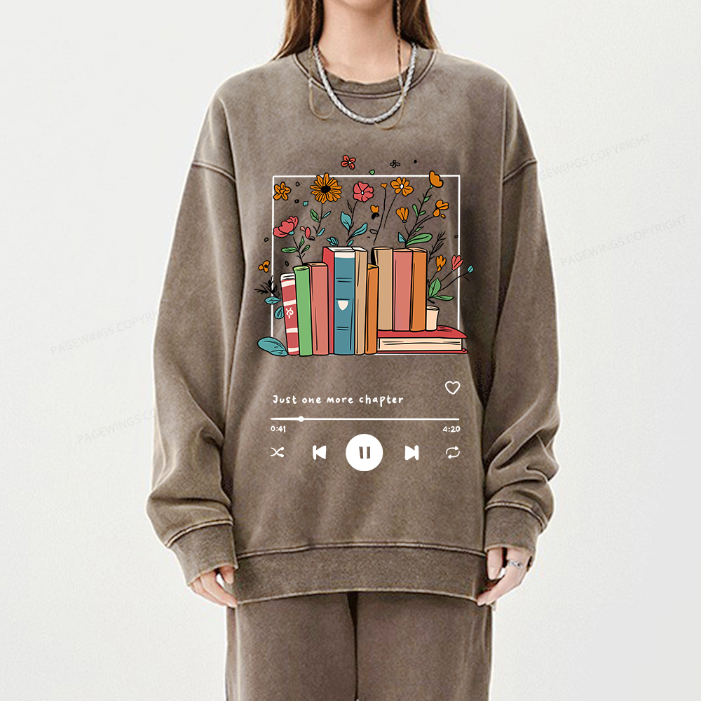 Pagewings Just One More Chapter Unisex Washed Sweatshirt