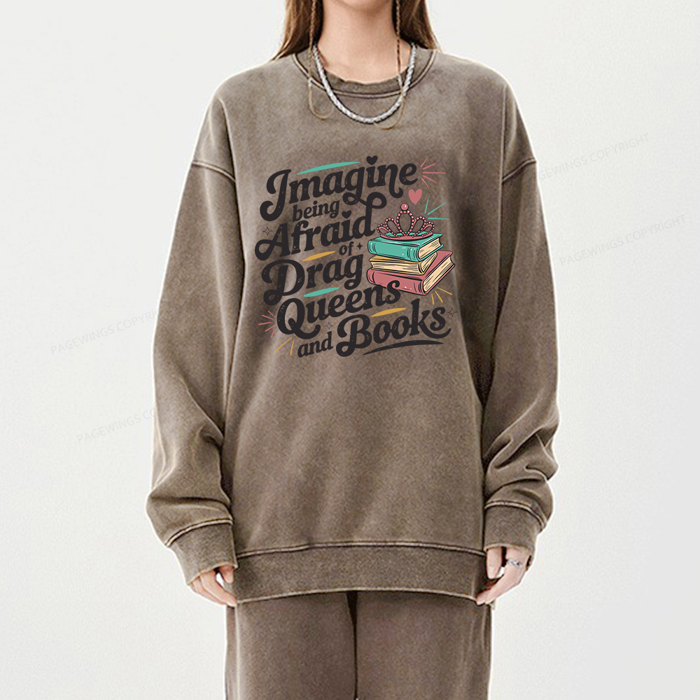 Pagewings Book Lover Gift For Bookworm Unisex Washed Sweatshirt