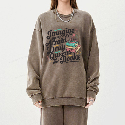 Pagewings Book Lover Gift For Bookworm Unisex Washed Sweatshirt